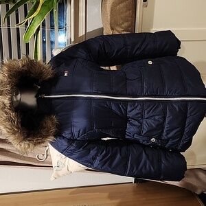 Tommy Hilfiger Jacket Youth L (14/16) Blue Quilted Puffer Hooded Jk2
